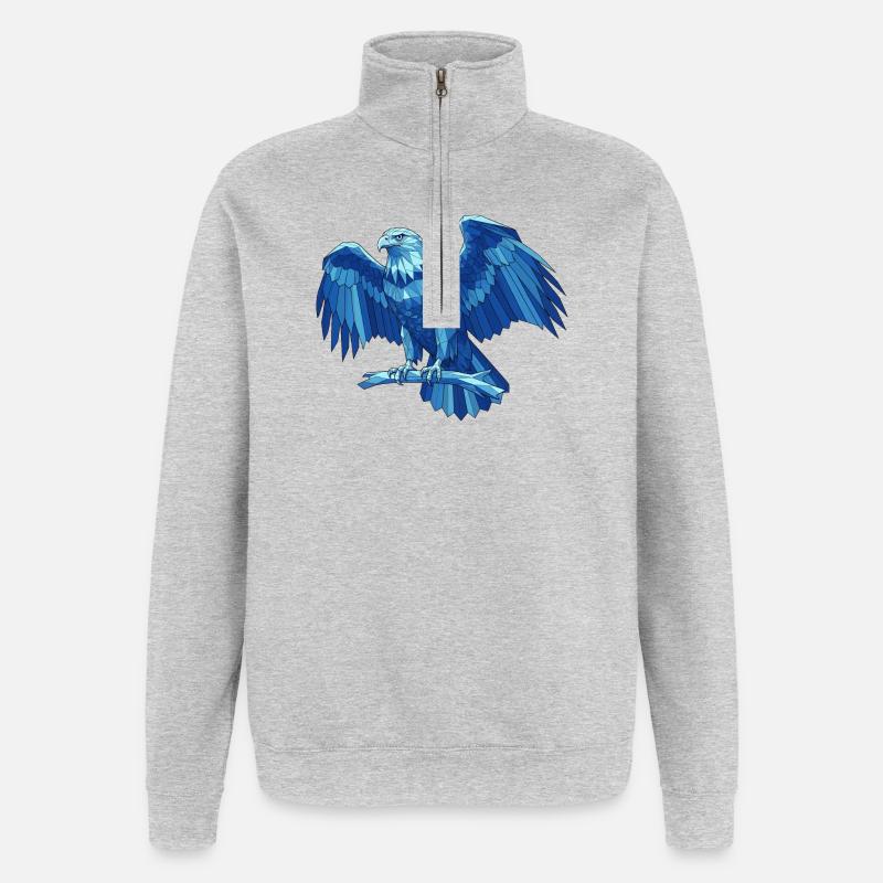Aigle bleu géométrique avec épée - Sweat à zip 1/4 - gris chiné