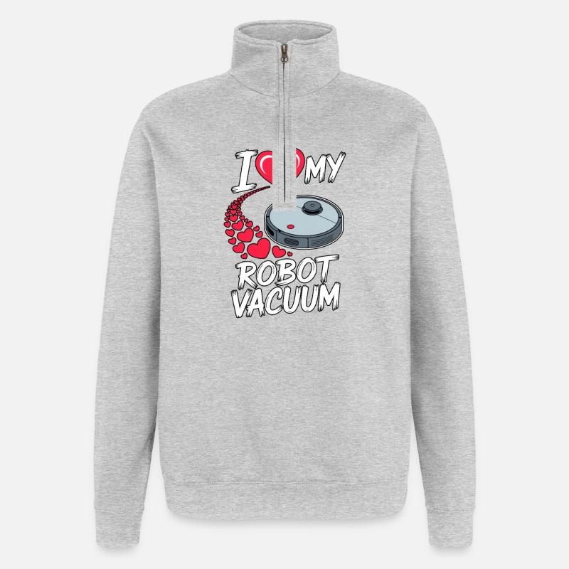 I Love My Saugroboter Saugerroboter - Quarter-Zip-Sweatshirt - Grau meliert