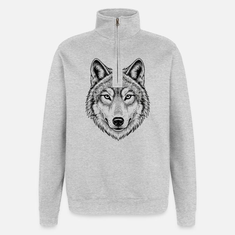 Wolf - Quarter-Zip Sweatshirt - heather grey
