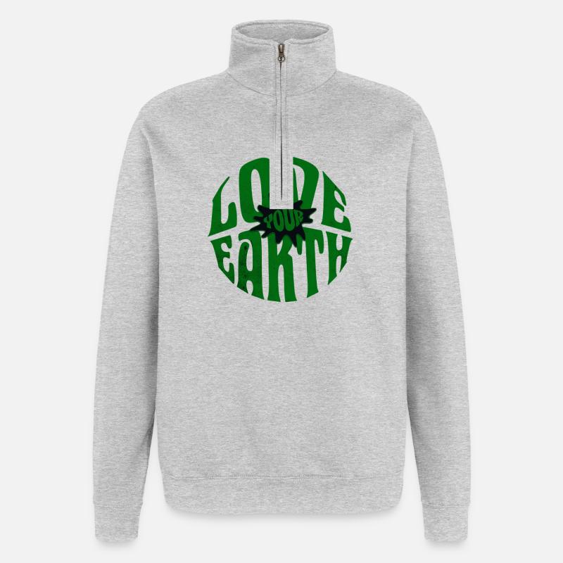 Love Your Earth – Environment Retro Style - Quarter-Zip Sweatshirt - heather grey