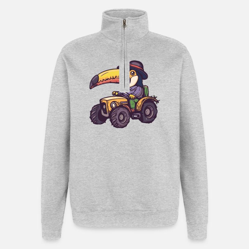 Tukan Vogel Traktor Farmer - Quarter-Zip-Sweatshirt - Grau meliert
