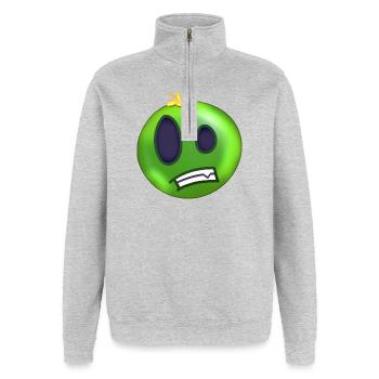 Green Anxious Lime Christmas Ball - Quarter-Zip Sweatshirt - heather grey - Front - AI Model Female 172 light (172cm) & AI Model Male 178 dark (178cm)