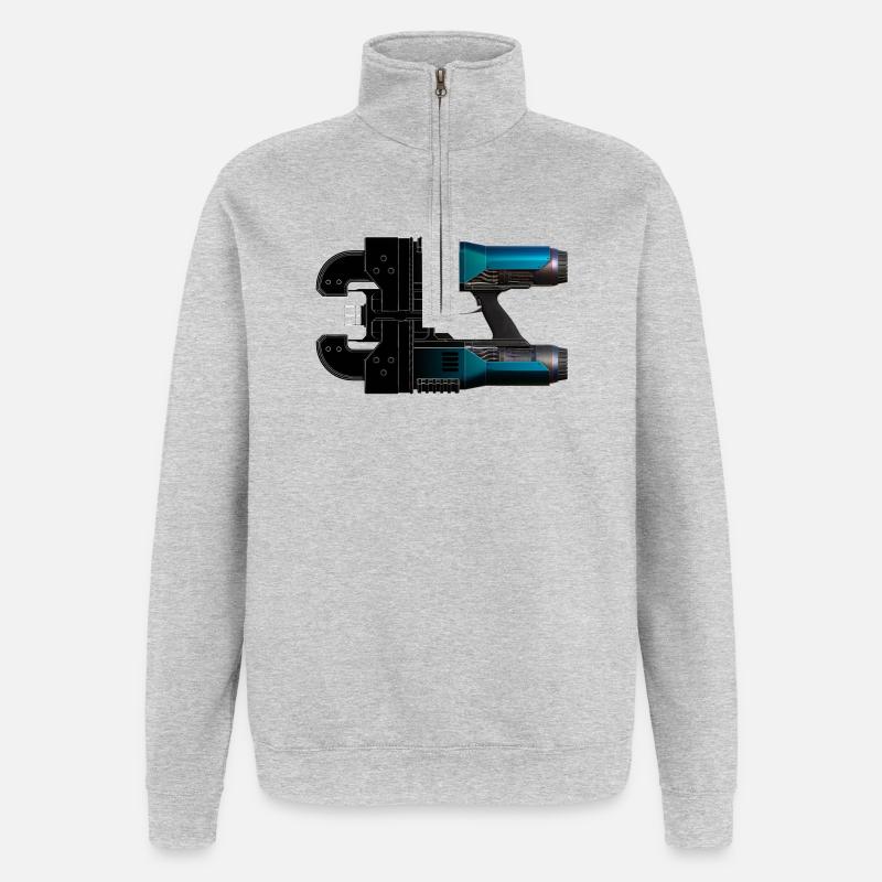 Découpeuse laser à chute spatiale - Sweat à zip 1/4 - gris chiné