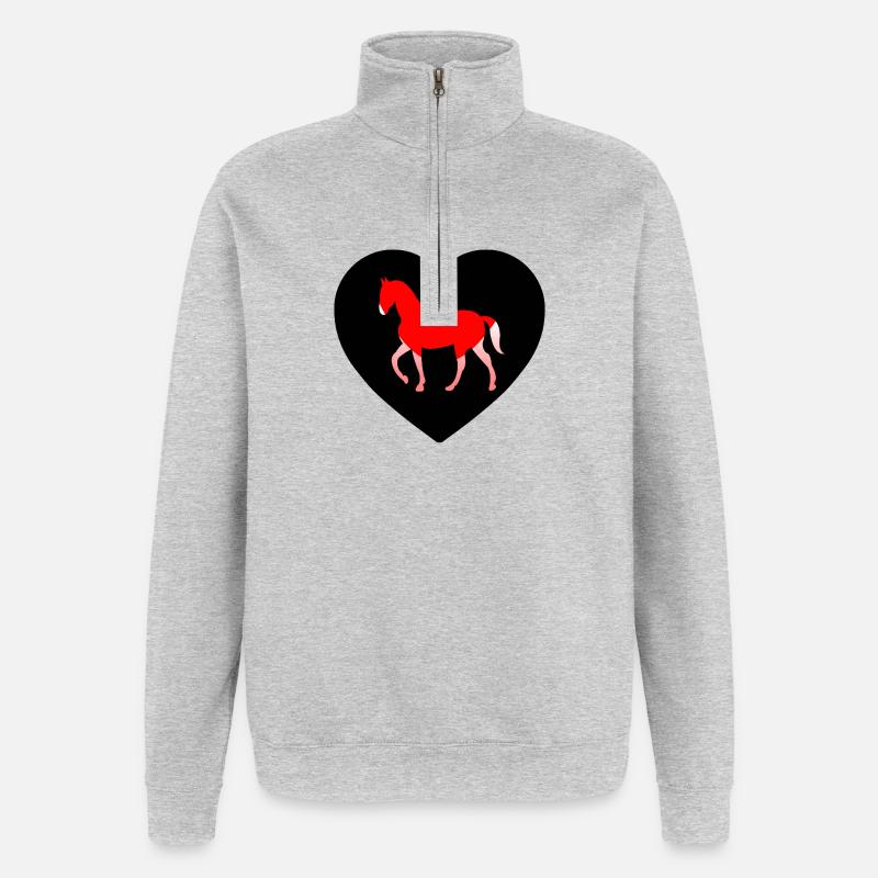 Pferde - Quarter-Zip-Sweatshirt - Grau meliert