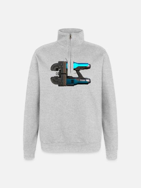 Space Drop Lasercutter - Quarter-Zip-Sweatshirt - Grau meliert