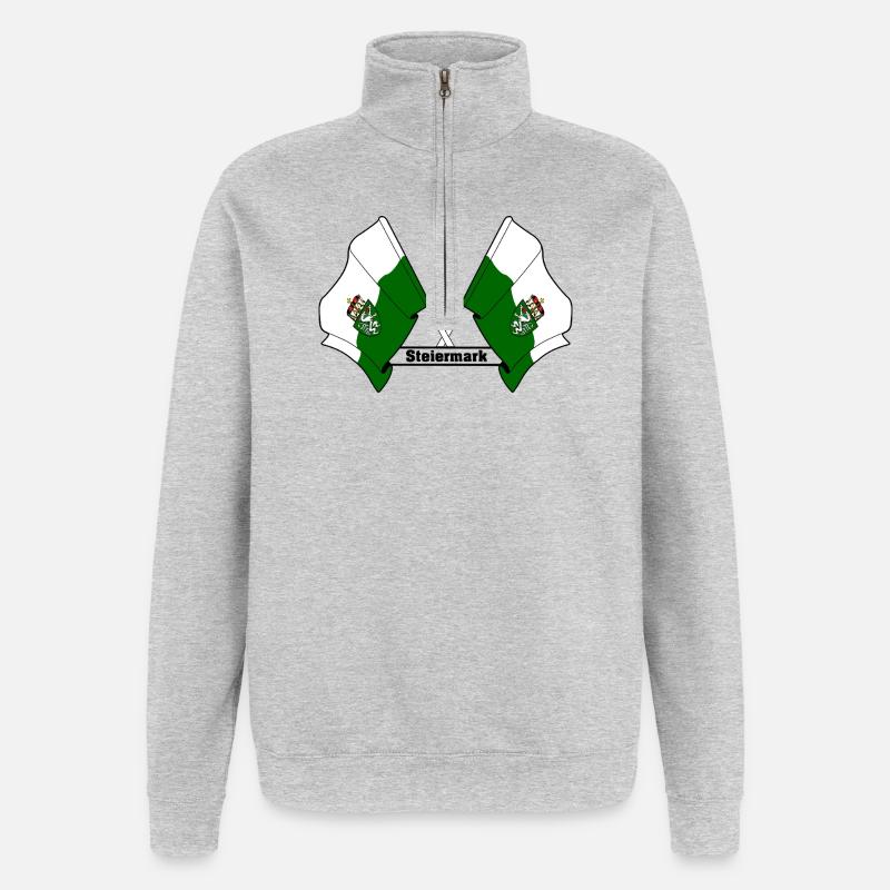 Drapeaux de Styrie avec texte - Sweat à zip 1/4 - gris chiné