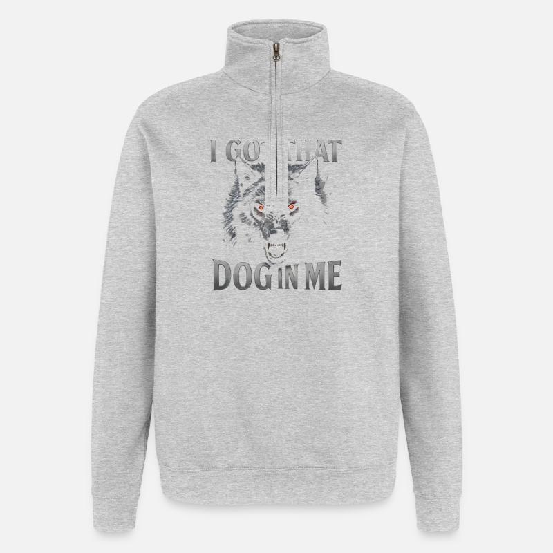 Wolfsblick – Hund In Mir - Quarter-Zip-Sweatshirt - Grau meliert