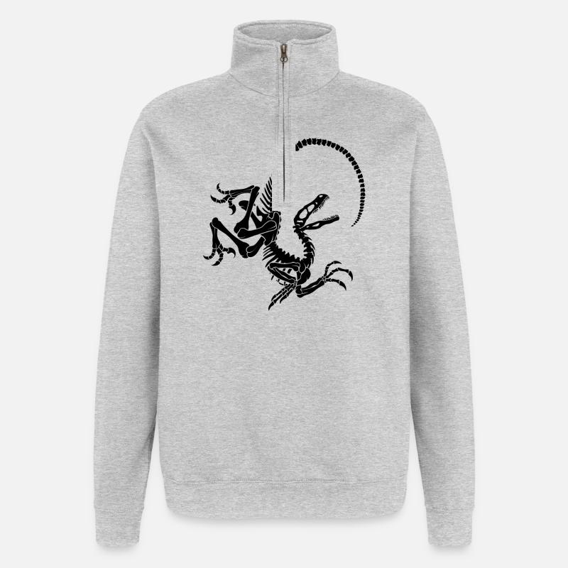 Raptor Skeleton - Quarter-Zip Sweatshirt - heather grey