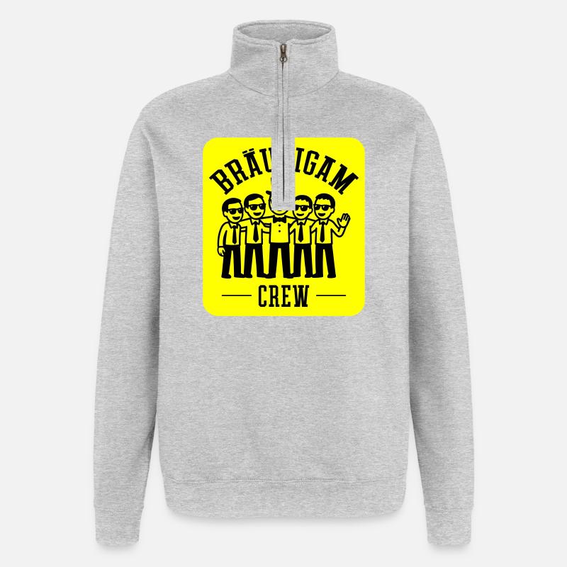 Bräutigam Crew Polterabend - Quarter-Zip-Sweatshirt - Grau meliert