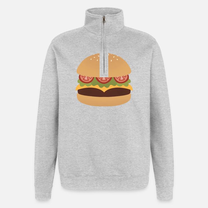 Art classique de Burger Flat - Sweat à zip 1/4 - gris chiné