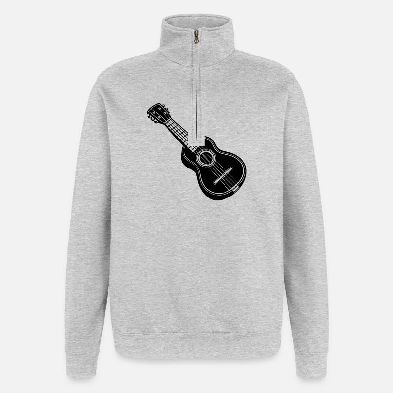 Ukulélé - Sweat à zip 1/4 - gris chiné