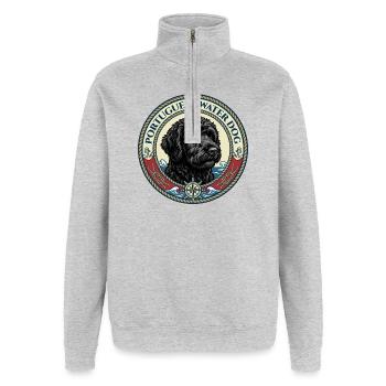 Portuguese Water Dog - Portie - Quarter-Zip Sweatshirt - heather grey - Front - AI Model Female 172 light (172cm) & AI Model Male 178 dark (178cm)