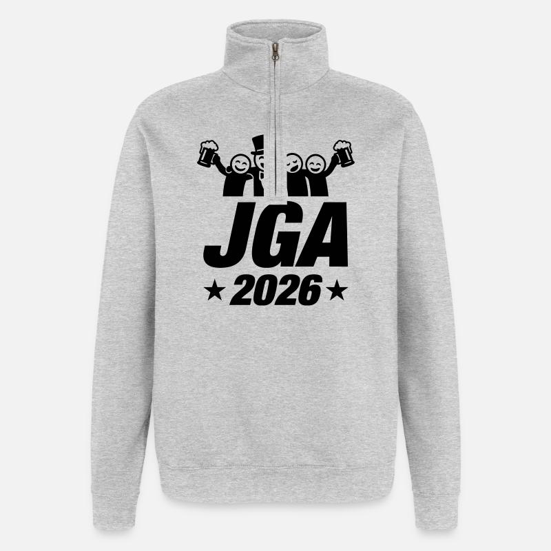Enterrement de vie de garçon 2026 - Sweat à zip 1/4 - gris chiné