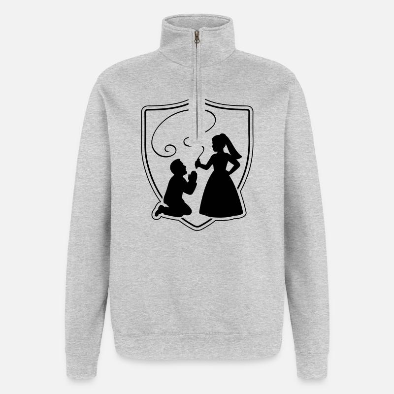 Silhouette du couple marié et marié - Sweat à zip 1/4 - gris chiné