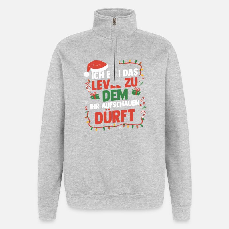 Noël du Père Noël - Sweat à zip 1/4 - gris chiné