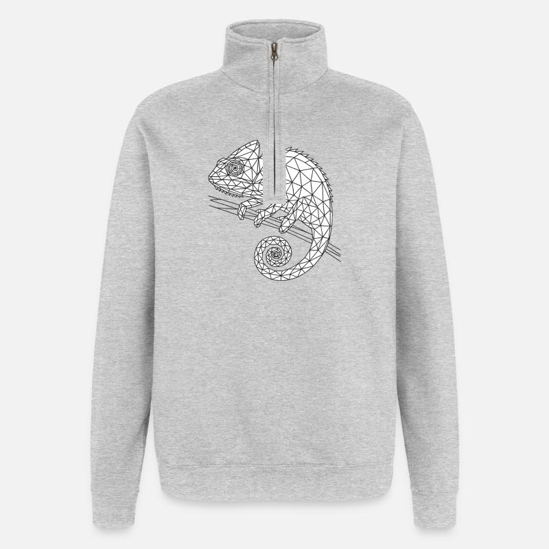 Geometric Chameleon Wireframe - Quarter-Zip Sweatshirt - heather grey