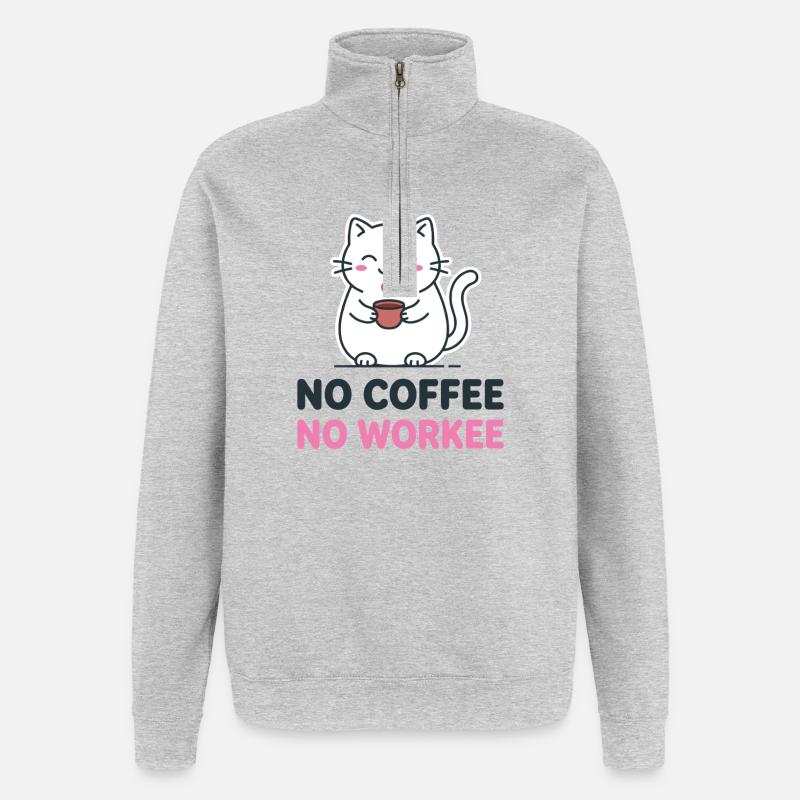 No coffee, no work. - Quarter-Zip Sweatshirt - heather grey