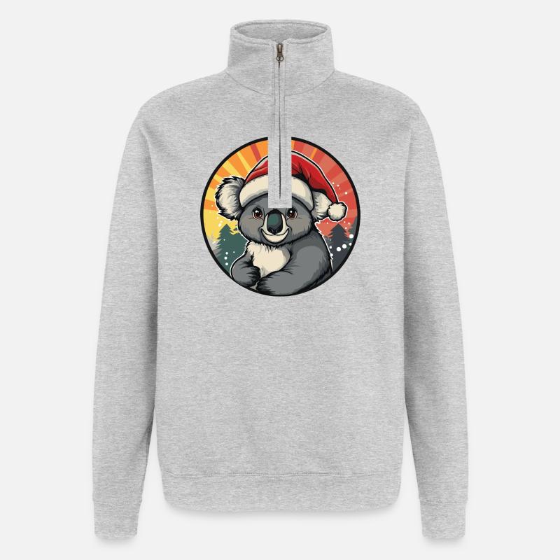 Collectionneur de Koala de Noël - Sweat à zip 1/4 - gris chiné