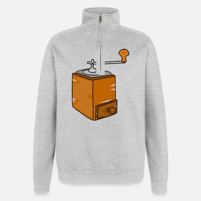 Kaffeemühle - Quarter-Zip-Sweatshirt - Grau meliert
