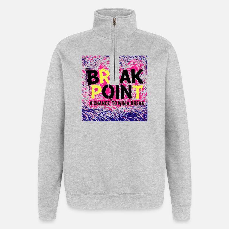 Tennis Break Point Gewinner Design - Quarter-Zip-Sweatshirt - Grau meliert