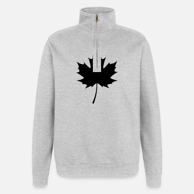 Maple Leaf Silhouette – Natural Minimalism - Quarter-Zip Sweatshirt - heather grey