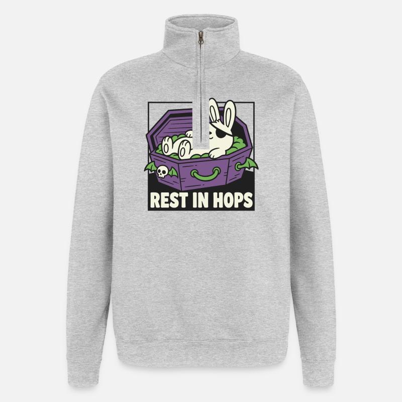 Rest in Hops Hoppel im Sarg - Quarter-Zip-Sweatshirt - Grau meliert