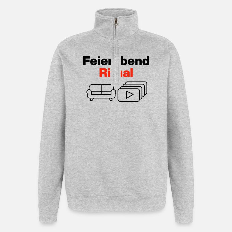 Feierabend Ritual – Sofa & Serien & Chill - Quarter-Zip-Sweatshirt - Grau meliert