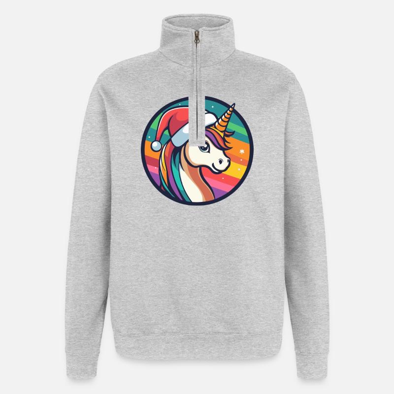 Unicorn Winter Magic - Quarter-Zip Sweatshirt - heather grey