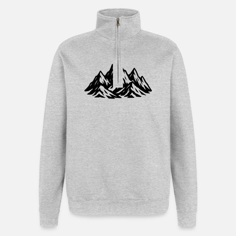 Monts symboliques de la Berge - Sweat à zip 1/4 - gris chiné