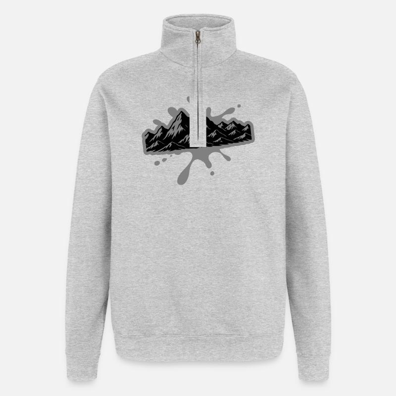 Mountains Blobs - Quarter-Zip Sweatshirt - heather grey