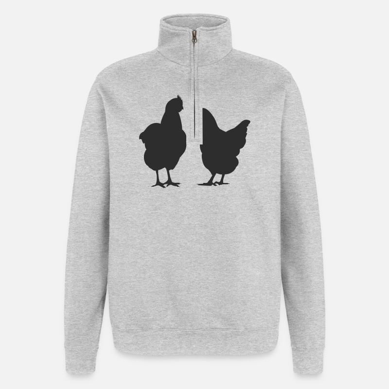 Two Chickens Silhouette - Quarter-Zip Sweatshirt - heather grey