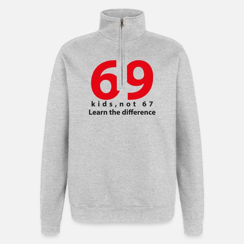 its_69 note 67 black - Quarter-Zip Sweatshirt - heather grey
