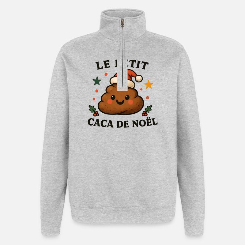 Der kleine Weihnachtskot - Quarter-Zip-Sweatshirt - Grau meliert