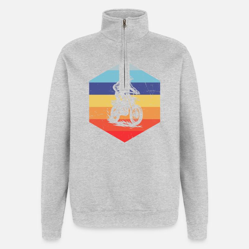 Klare Motocross Botschaft - Quarter-Zip-Sweatshirt - Grau meliert