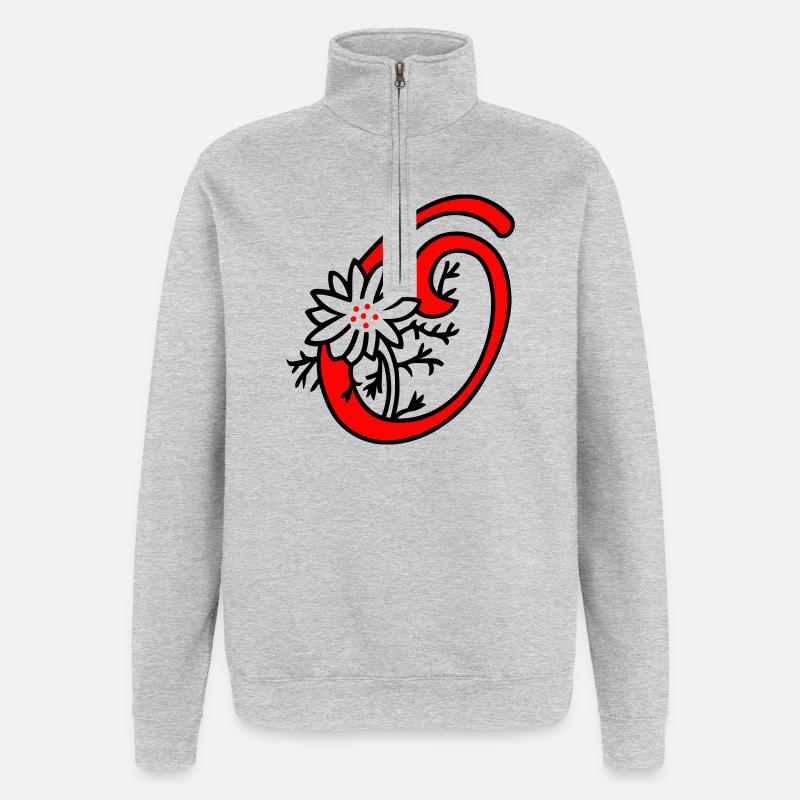 Buchstabe O Initiale - Quarter-Zip-Sweatshirt - Grau meliert