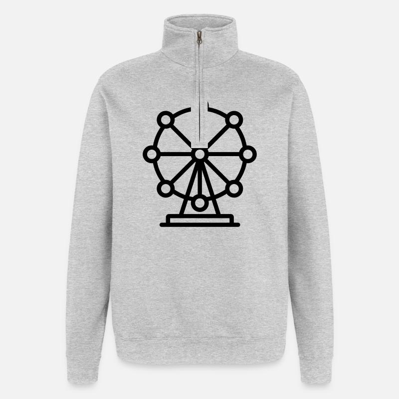 grande roue - Sweat à zip 1/4 - gris chiné