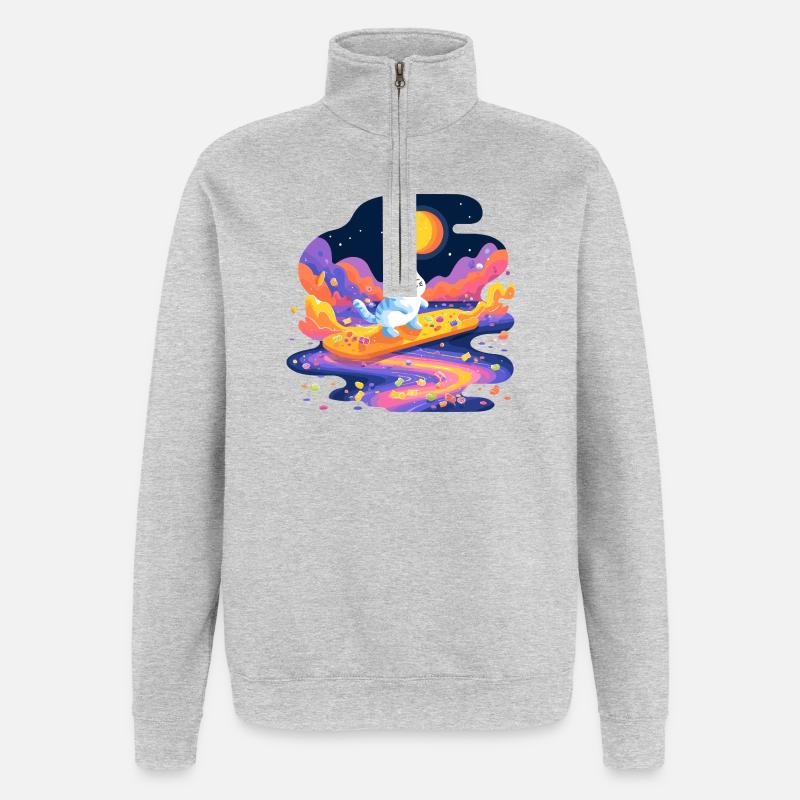 Katzen auf Zuckerstrom - Quarter-Zip-Sweatshirt - Grau meliert