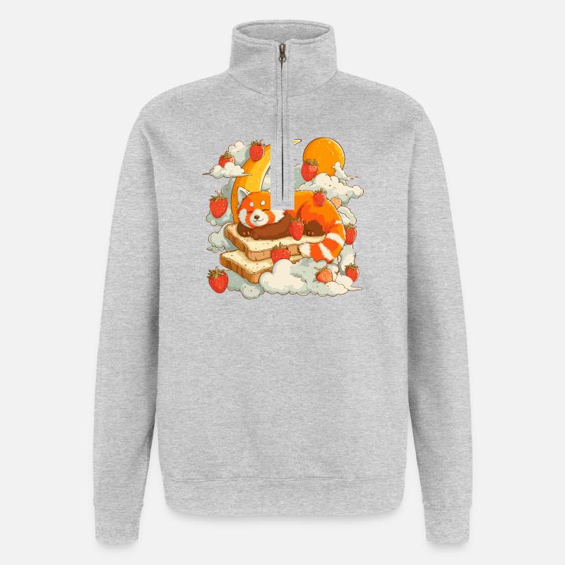 Moon Breakfast Fox - Quarter-Zip Sweatshirt - heather grey