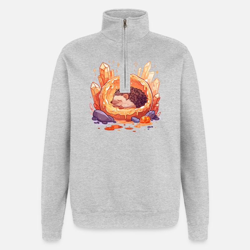 Hérisson dans l’Orbe de Cristal - Sweat à zip 1/4 - gris chiné