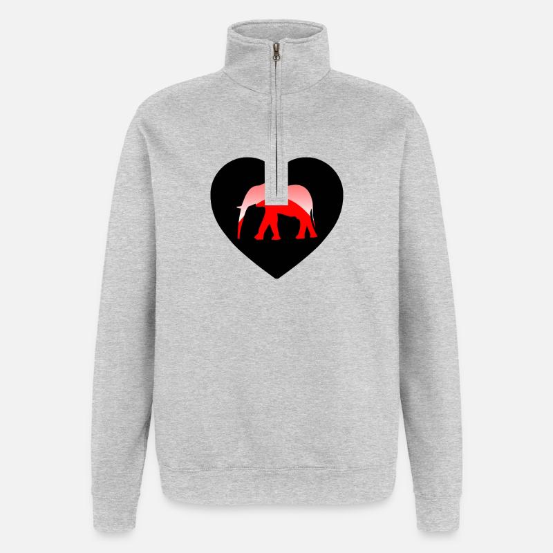 Éléphant - Sweat à zip 1/4 - gris chiné