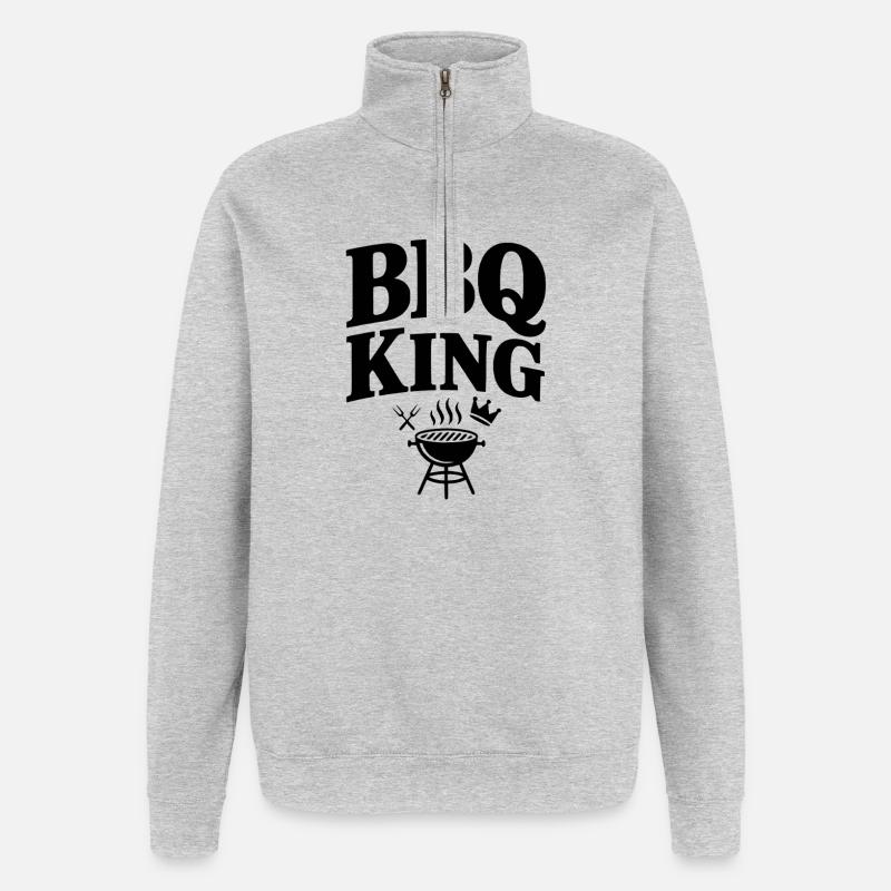 BBQ Kingsize-Bett - Quarter-Zip-Sweatshirt - Grau meliert