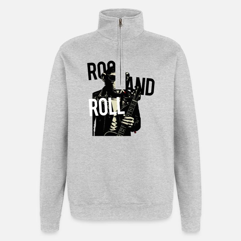 Rollin Monkey Rock  - Quarter-Zip Sweatshirt - heather grey
