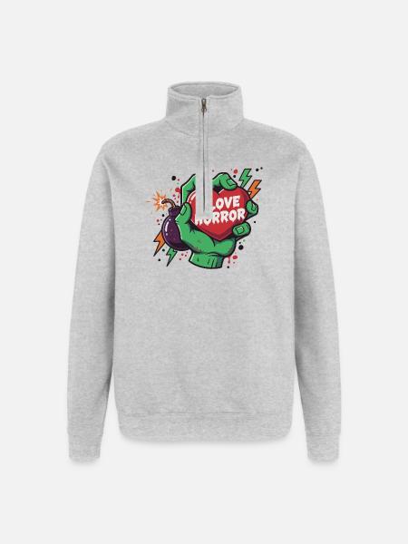HorrorHeart in Zombie Hand - Quarter-Zip Sweatshirt - heather grey