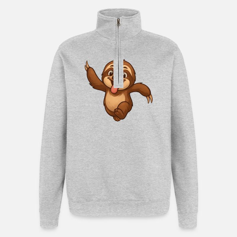 Faultier Freundschaft Rennen Lustig - Quarter-Zip-Sweatshirt - Grau meliert