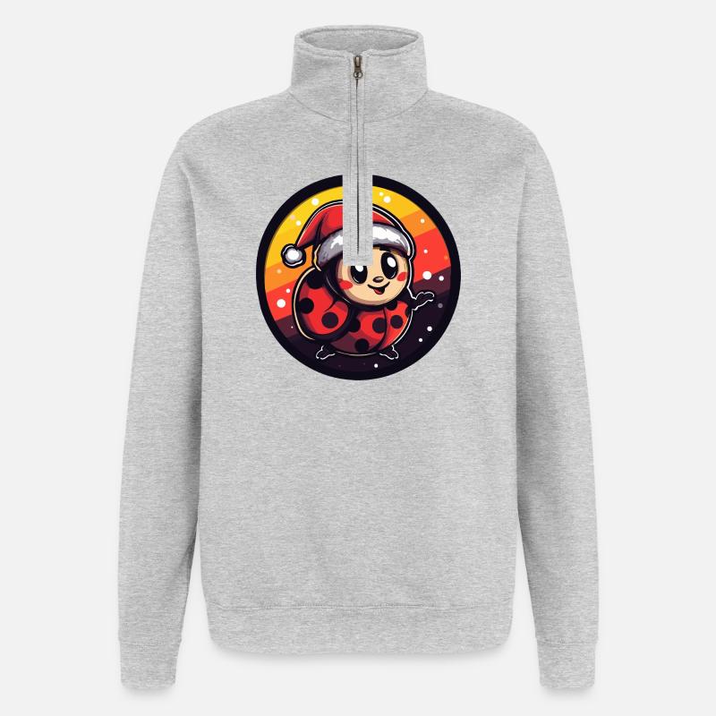 Weihnachts-Ladybug Santa Kostüm - Quarter-Zip-Sweatshirt - Grau meliert