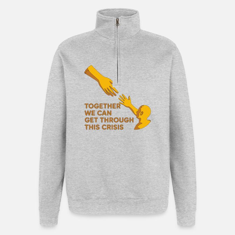 Gemeinsam überwinden wir diese Krise - Quarter-Zip-Sweatshirt - Grau meliert