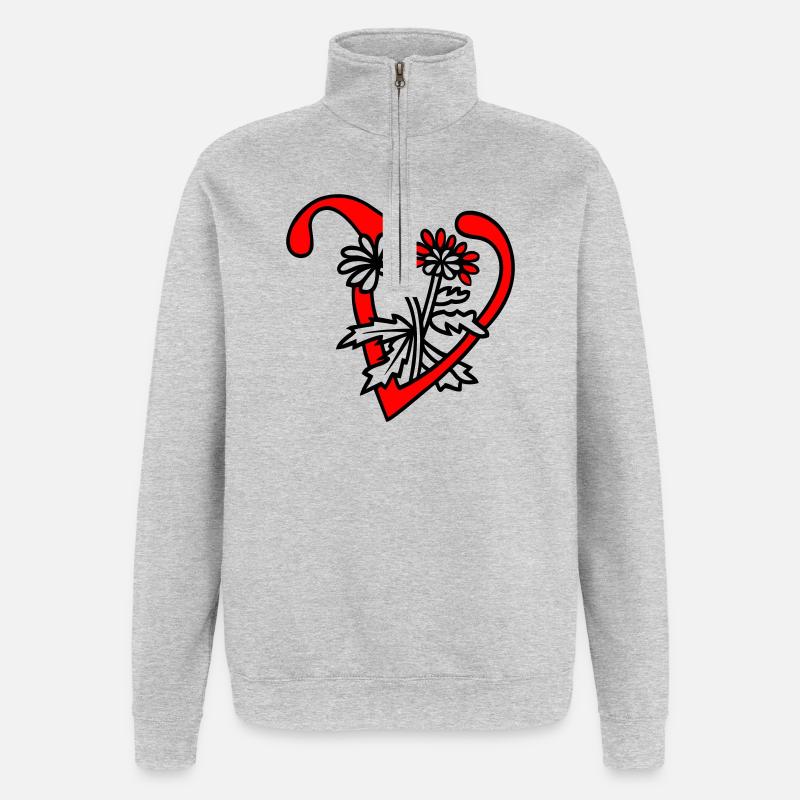 Buchstabe V Initiale - Quarter-Zip-Sweatshirt - Grau meliert