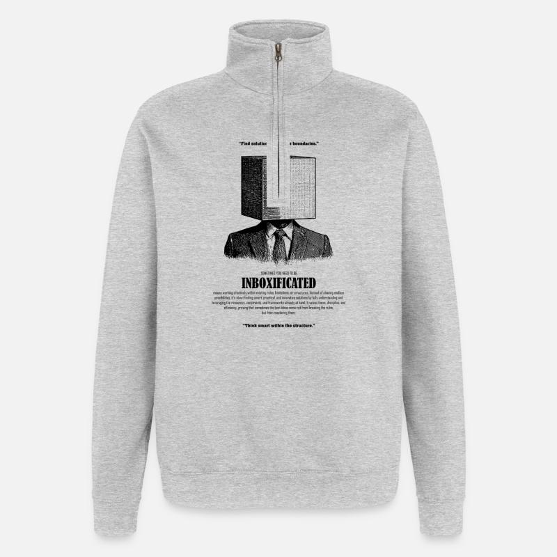 Inboxificé - Sweat à zip 1/4 - gris chiné