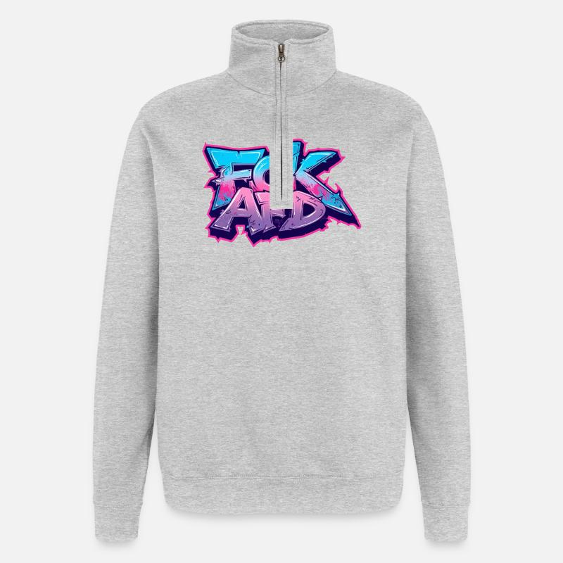 Graffiti Antifa Statement - Quarter-Zip Sweatshirt - heather grey