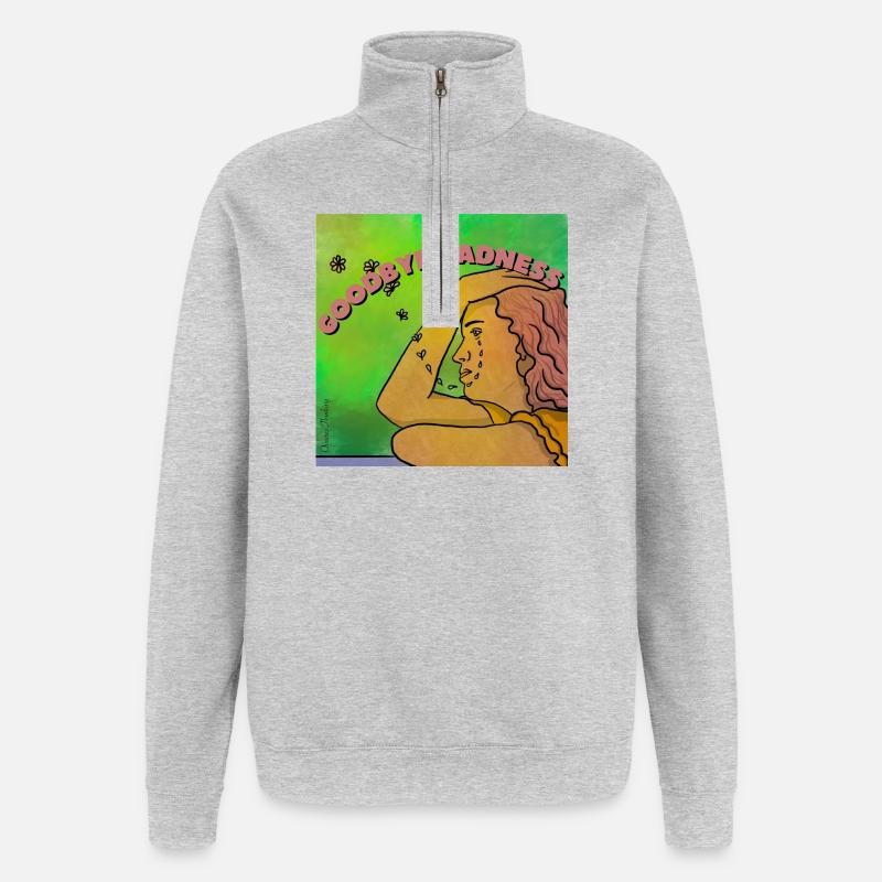 Leb wohl, Traurigkeit - Quarter-Zip-Sweatshirt - Grau meliert